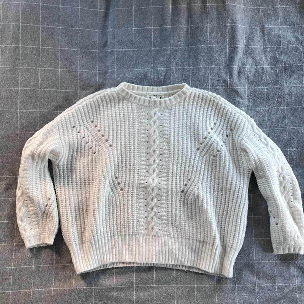 For The Republic Cream Cable Knit Sweater